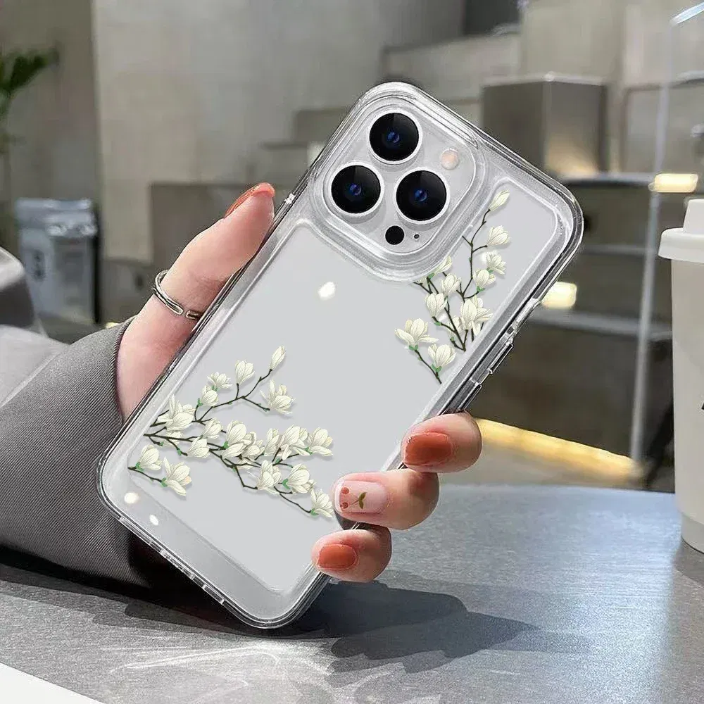 Material: GENUINE LEATHER, Color: Red - High Transparency Case iPhone 15 14 13 12 11 XSM XR X 6 7 8 Plus Case Jasmine Clear Case iPhone Aesthetic Korean Phone Case