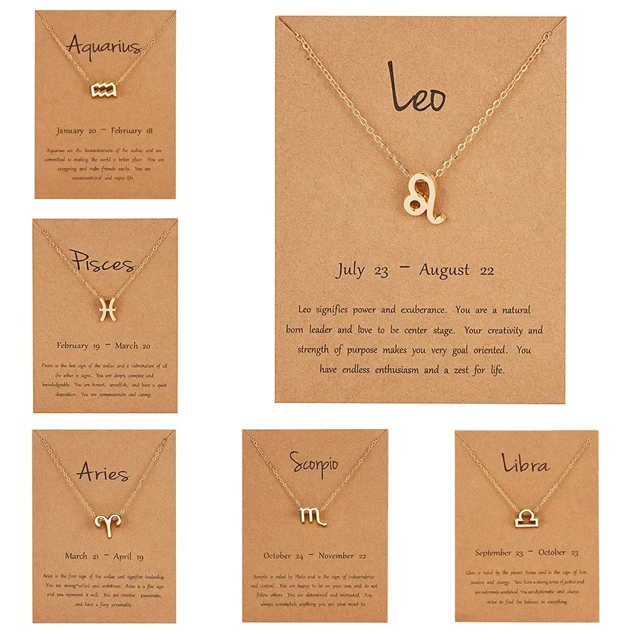 Metal Color: Antique Copper Plated - 12 Constellation Pendant Necklaces Jewelry Choker Necklace Zodiac Sign Charm Necklace Birthday Gifts Aquarius Pisces Leo Virgo