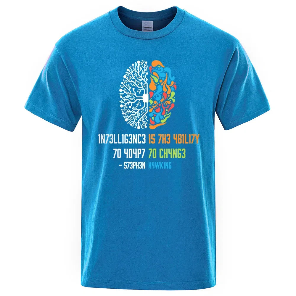 Color: GRAY, Size: XL - Intelligence Is The Ability To Adapt To Change Tops Men Women Shirt Loose Clothing Loose Cotton Oversize Tshirt Hip Hop Tops