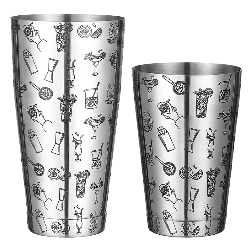 Color: grey - Stainless Steel Boston Shaker Bar Shaker with different Surface Finish -2 Piece Cocktail Shaker, 15-Ounce and 25-Ounce