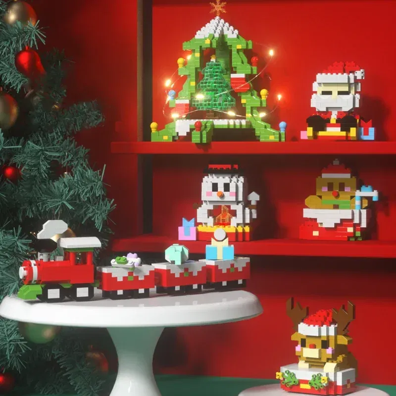 Color: Chocolate - Santa Claus Building Blocks Christmas Bricks Gift Kids Toy Home Decoration Micro Particle Bricks Diy Assembly Games Xmas Gift