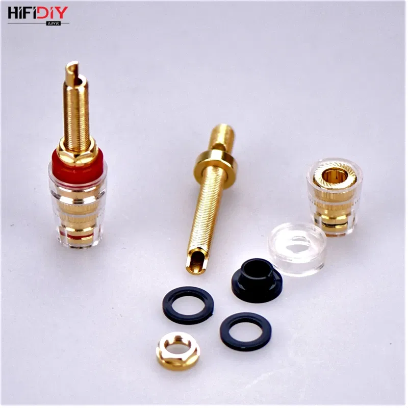 Color: WHITE, Bundle: Bundle 1 - HIFIDIY LIVE 2pcs speaker DIY terminal connector binding post HIFI amplifier Pure cupper Gold-plated Banana socket junction Box
