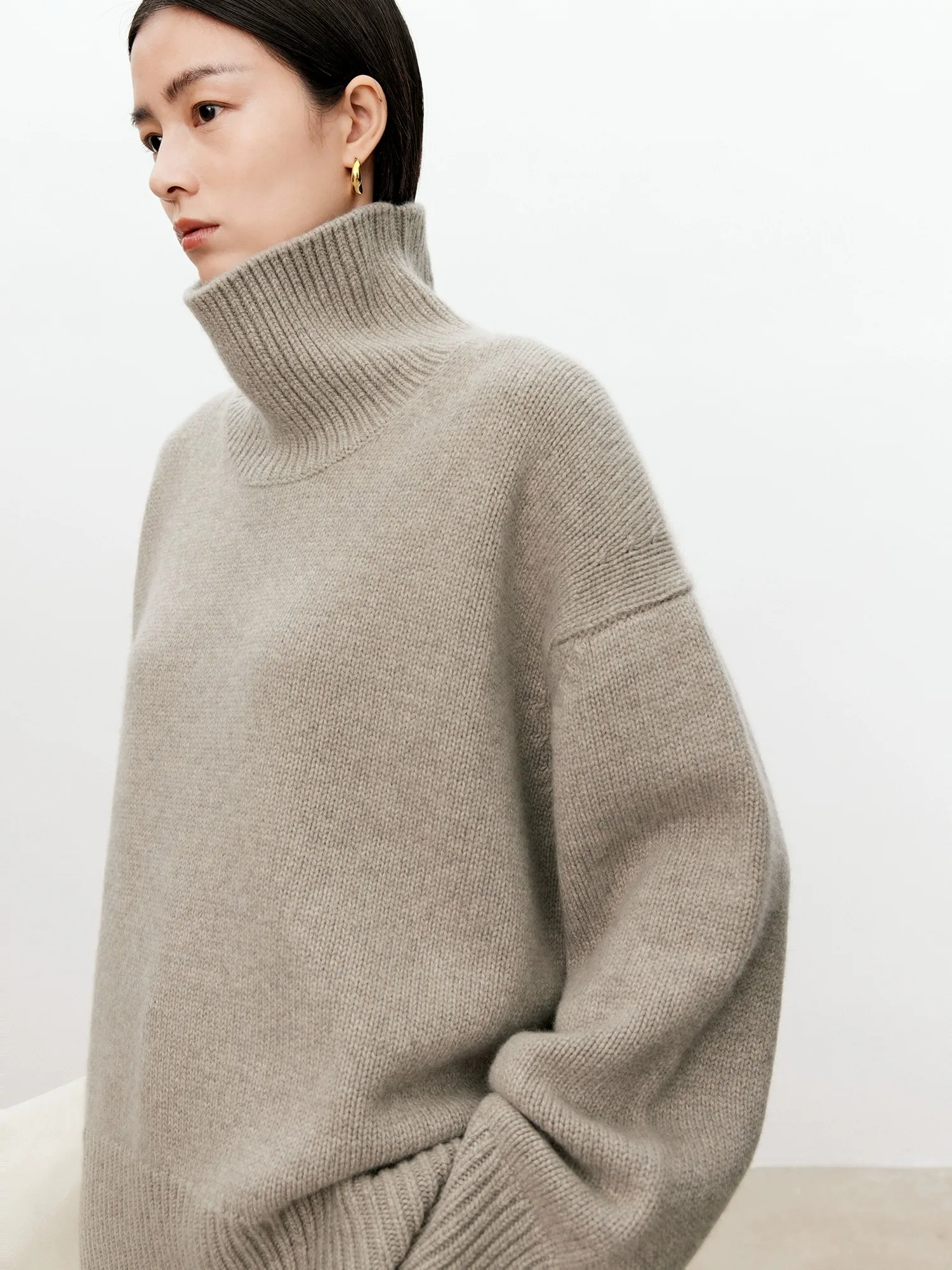 Color: green, Size: XXXL, Ships From: CHINA - Turtleneck pure cashmere sweater female loose and thick languid lazy wind pullover sweater knitting base WOOL sweater