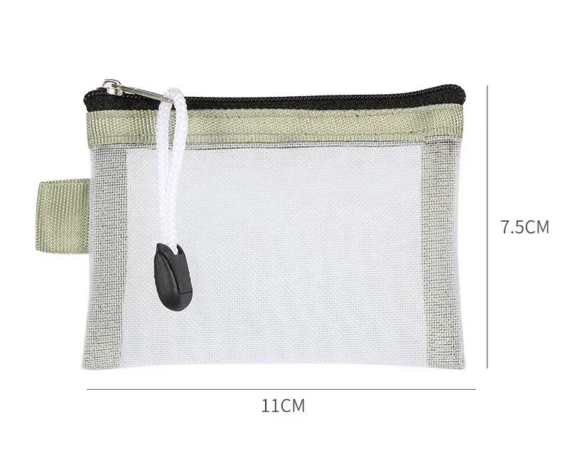 Color: Clear - Mini Mesh Coin Bags Money Earphone Data Line Storage Bags Bus ID Credit Card Holder Zipper Pouch Traveling Small Coin Wallet