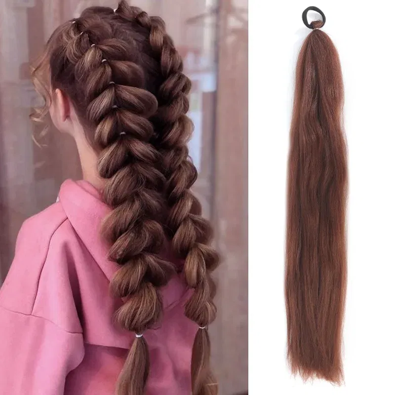 Color: T1B/4/30, Stretched Length: 26inches - LUPU Synthetic Ponytail Extension with Elastic Tie Hair Band 26" Long Straight Colored Braiding Ponytail Ombre Pink Purple Blue