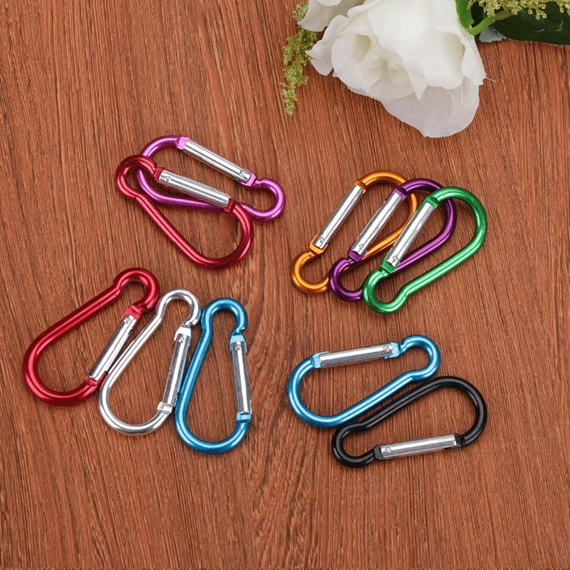 Survival Outdoor Aluminum Carabiner Clip Travel Climbing Keychain Lock Accessories Mini D Shape Safe Buckles Backpack Hook Tools