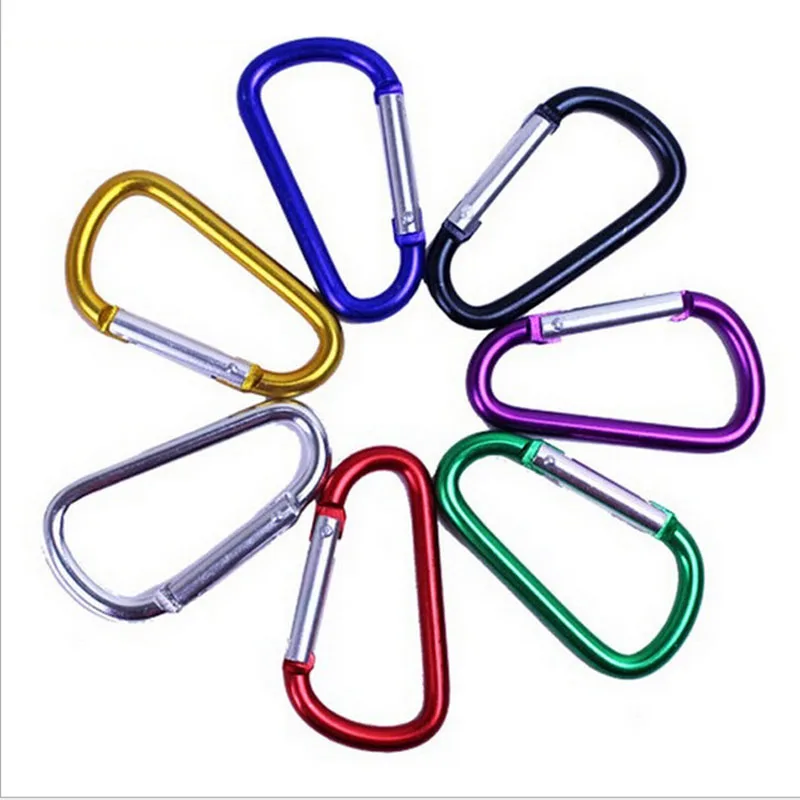 Survival Outdoor Aluminum Carabiner Clip Travel Climbing Keychain Lock Accessories Mini D Shape Safe Buckles Backpack Hook Tools