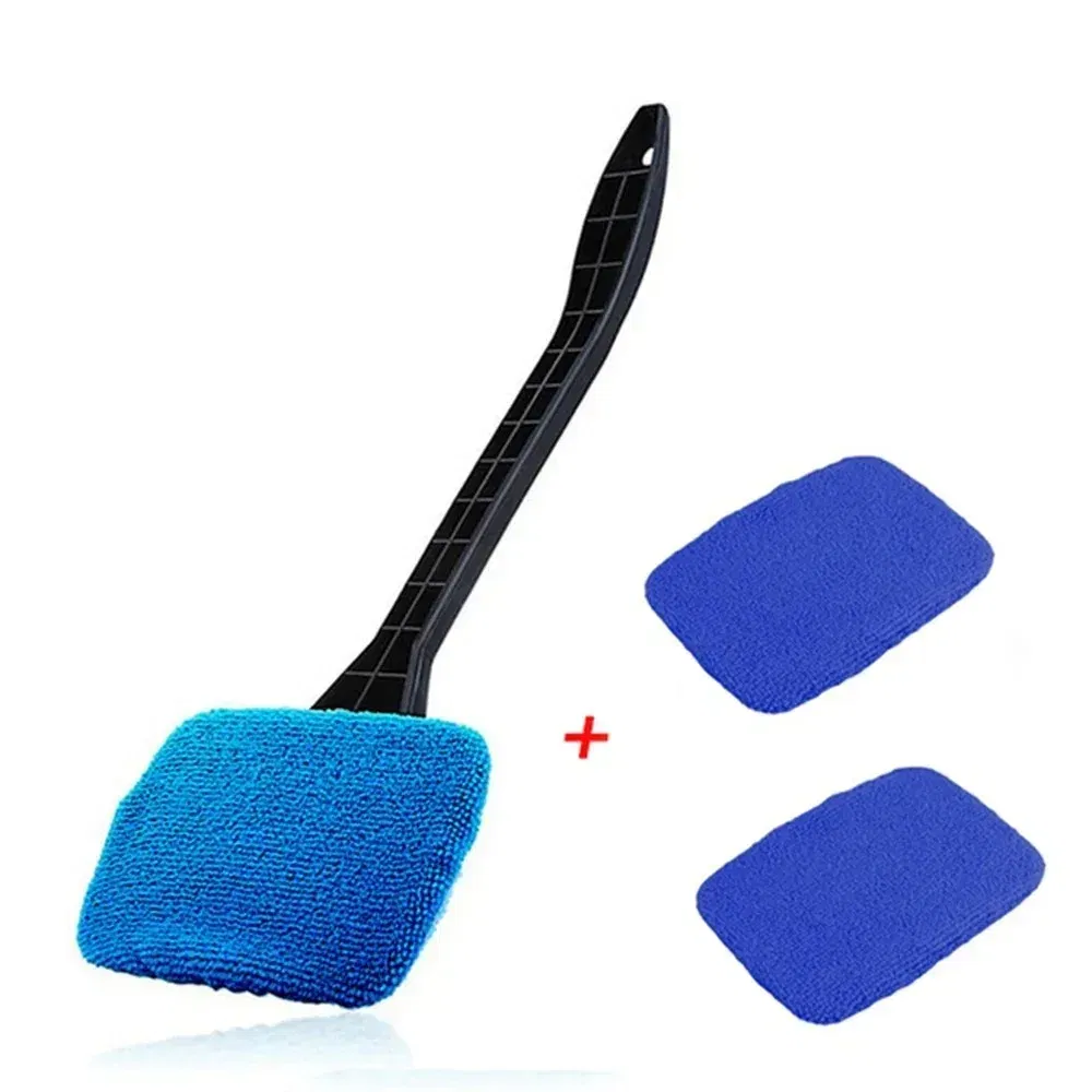 Color: Blue - Car Windshield Cleaning Brush Kit Car Window Wiper Home Glass Defogging Dust Towel With Long Handle Cleaner Brush Washing Tool