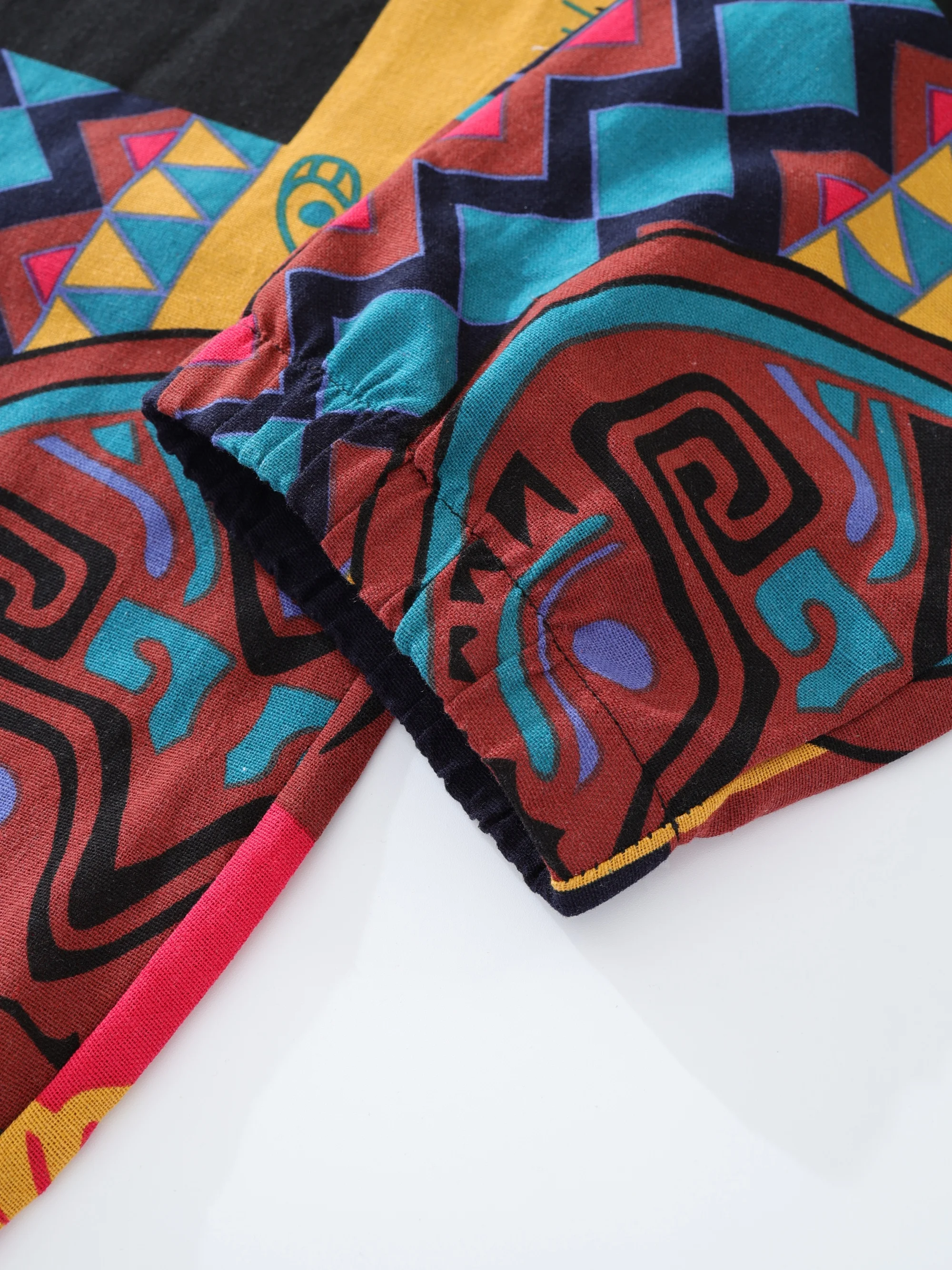 Color: Red, Size: XL - Mens Boho Tribal Print Stretch Linen Pnats Cotton Blend Drawstring LightWeight Trousers with Pockets Summer Jogger Pants