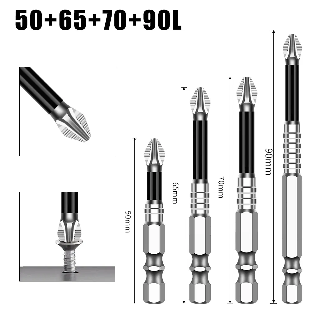 Color: Dark Grey - K5 Non-slip High Hardness Bit S2 Strong Magnetic 5A Black Non-slip Cross Head Electric Drill Electric Screwdriver Bit