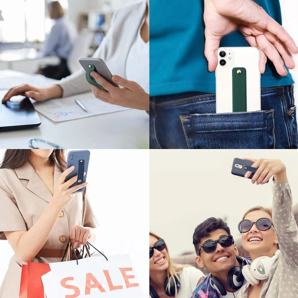 Color: Red - Wrist Band Hand Band Finger Grip Mobile Phone Holder Stand Push Pull Universal Plain Color Phone Socket Holder for iPhone Xiaomi