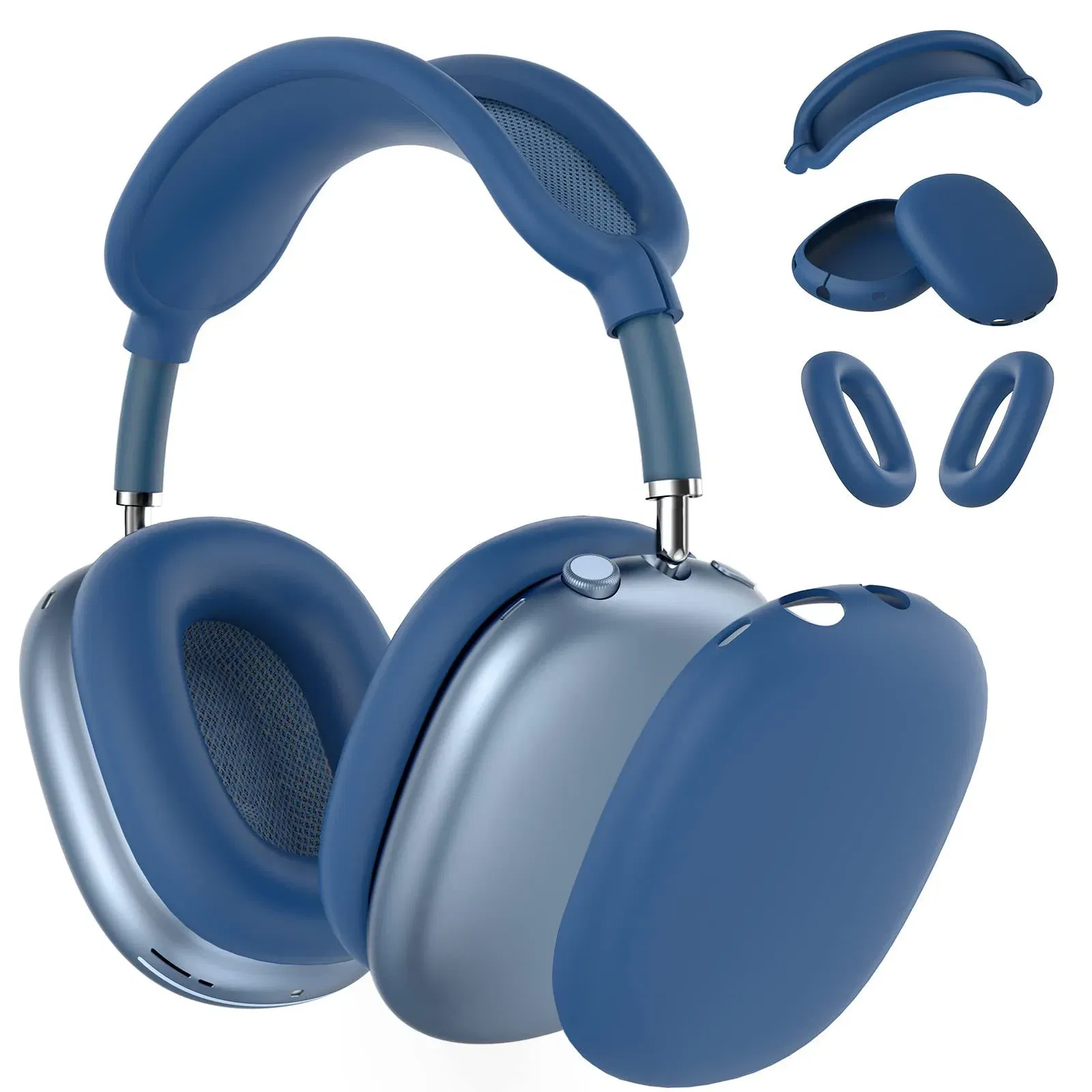 Color: ROYAL BLUE - Silicone Case Cover for AirPods Max (2024/2020)Accessories Soft Silicone Skin Protector ,Anti-Scratch Ear Pad Case Cover