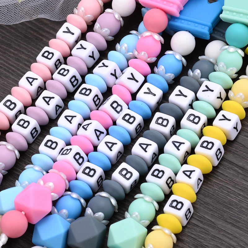 Color: Light Blue - New Baby Crown Pacifier Clips Silicone Pacifier Chains Handmade Toddler Teething Chain Nipple Clip Chew Toys Not Customized