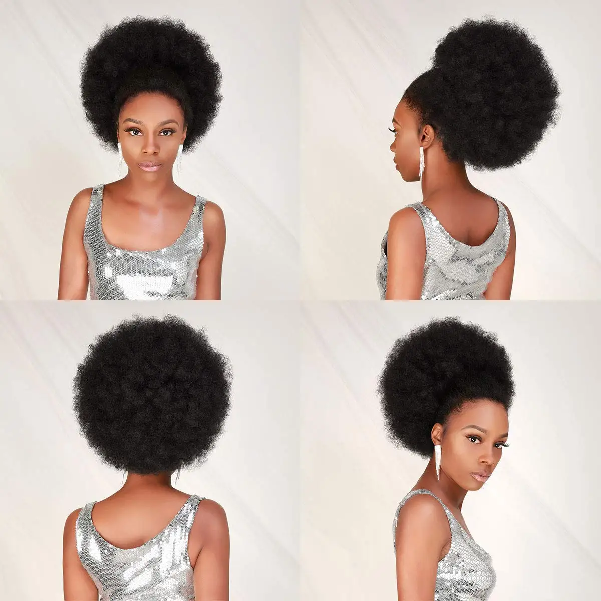 Color: T1B/Burgundy, Bulk Buy: 1pc, Stretched Length: 10inches - Synthetic 10Inch Big Afro Puff Drawstring Ponytail Extensions for Black Women 4b 4c Kinky Curly Hair Bun Ponytail Wigs Daily Use