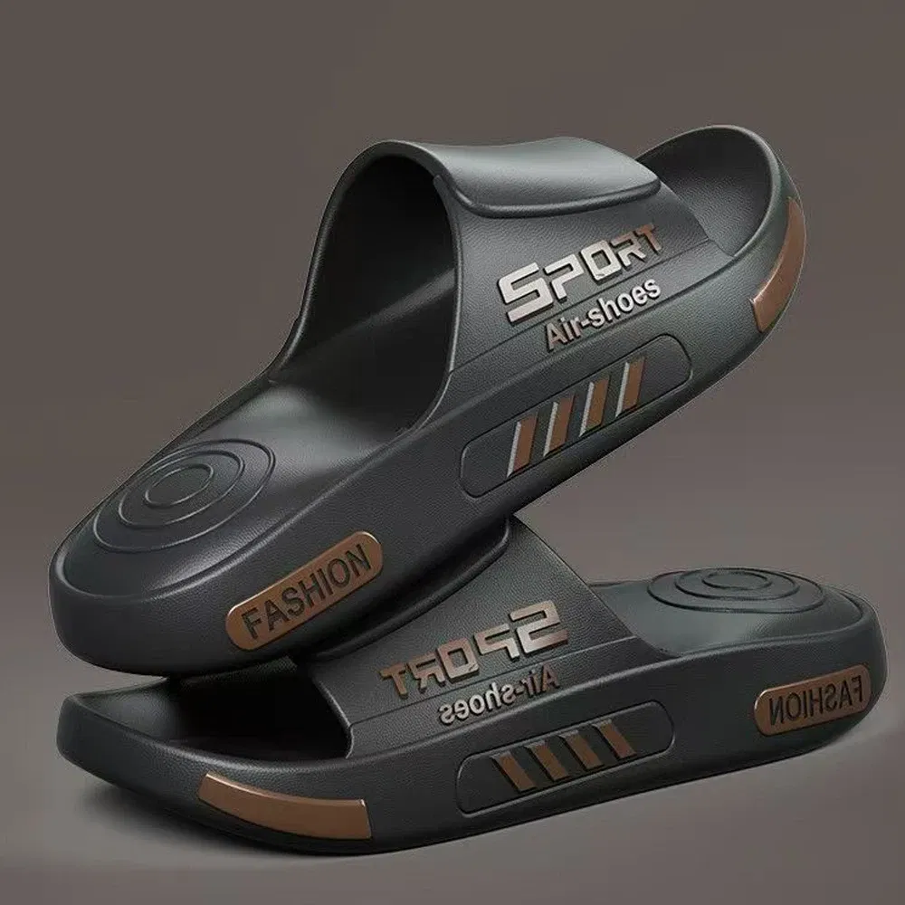 Color: Brown, Shoe Size: 48-49, Ships From: CHINA - BASATU Fashion Men's Slippers PVC Soft Sole Non-slip Slides Casual Outdoor Beach Flip Flops Home Bathroom Sandal Couples Slipper