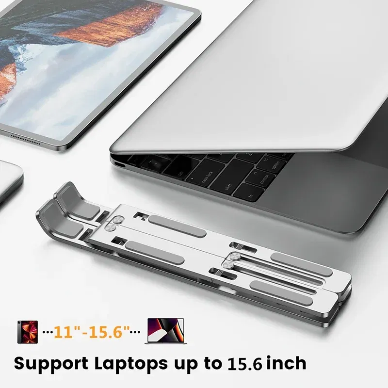 Color: black - Aluminum Alloy Laptop Holder Stand Adjustable Foldable Portable for Notebook Computer Bracket Lifting Non-slip Holder