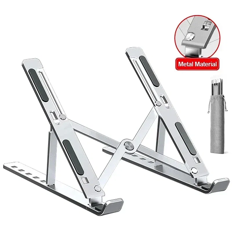 Color: black - Aluminum Alloy Laptop Holder Stand Adjustable Foldable Portable for Notebook Computer Bracket Lifting Non-slip Holder