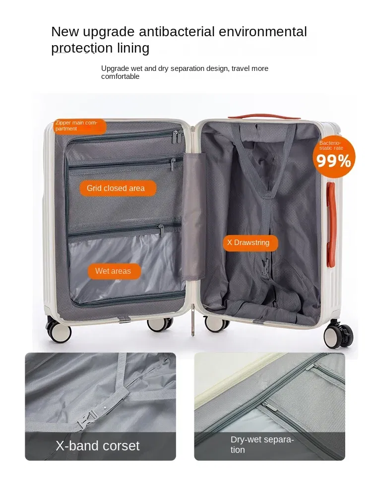 Color: SKY BLUE, Luggage Size: 20Inches 500mm - Wide Pull Rod Suitcase 2024 New Universal Wheel Small Lightweight Boarding Luggage 20 inch Password Lock Travel Case