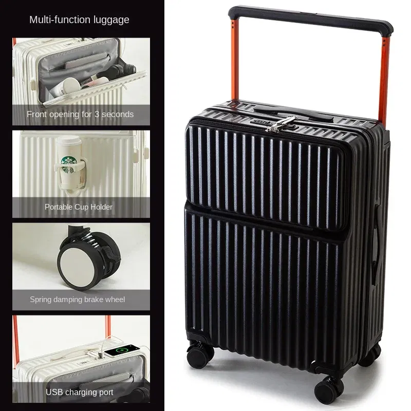 Color: SKY BLUE, Luggage Size: 20Inches 500mm - Wide Pull Rod Suitcase 2024 New Universal Wheel Small Lightweight Boarding Luggage 20 inch Password Lock Travel Case