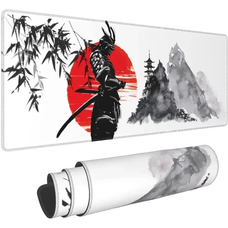 Size: 40x30 cm - Japanese Samurai Tree Sun Mouse Pad Gaming XL New Computer Home Mousepad XXL Desk Mats Natural Rubber Office Anti Slip