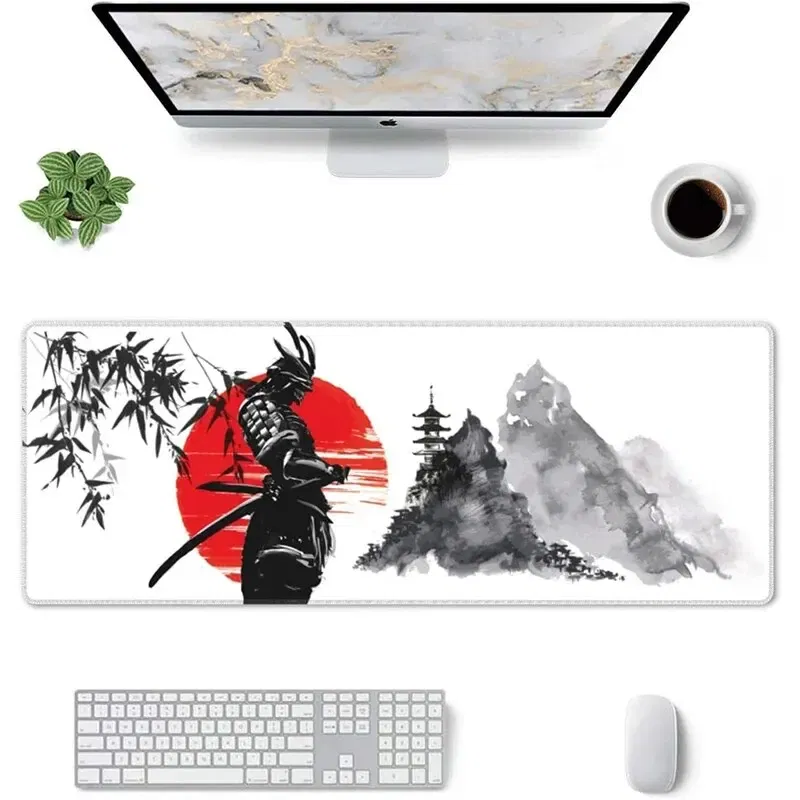 Size: 40x30 cm - Japanese Samurai Tree Sun Mouse Pad Gaming XL New Computer Home Mousepad XXL Desk Mats Natural Rubber Office Anti Slip