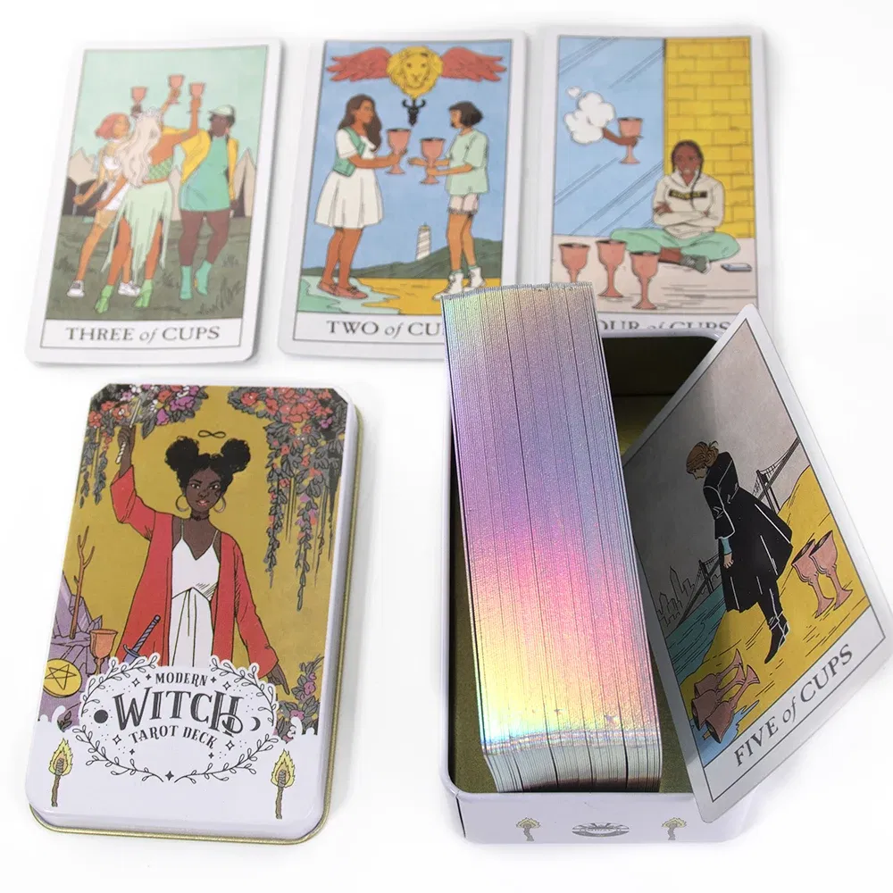 Color: VIOLET/?«?—?…° - Adventures time Tarot 78pcs Cards in a Tin Metal Box Gold plated Edge Tarot Cards For Divination Tarot Deck Beautiful Package