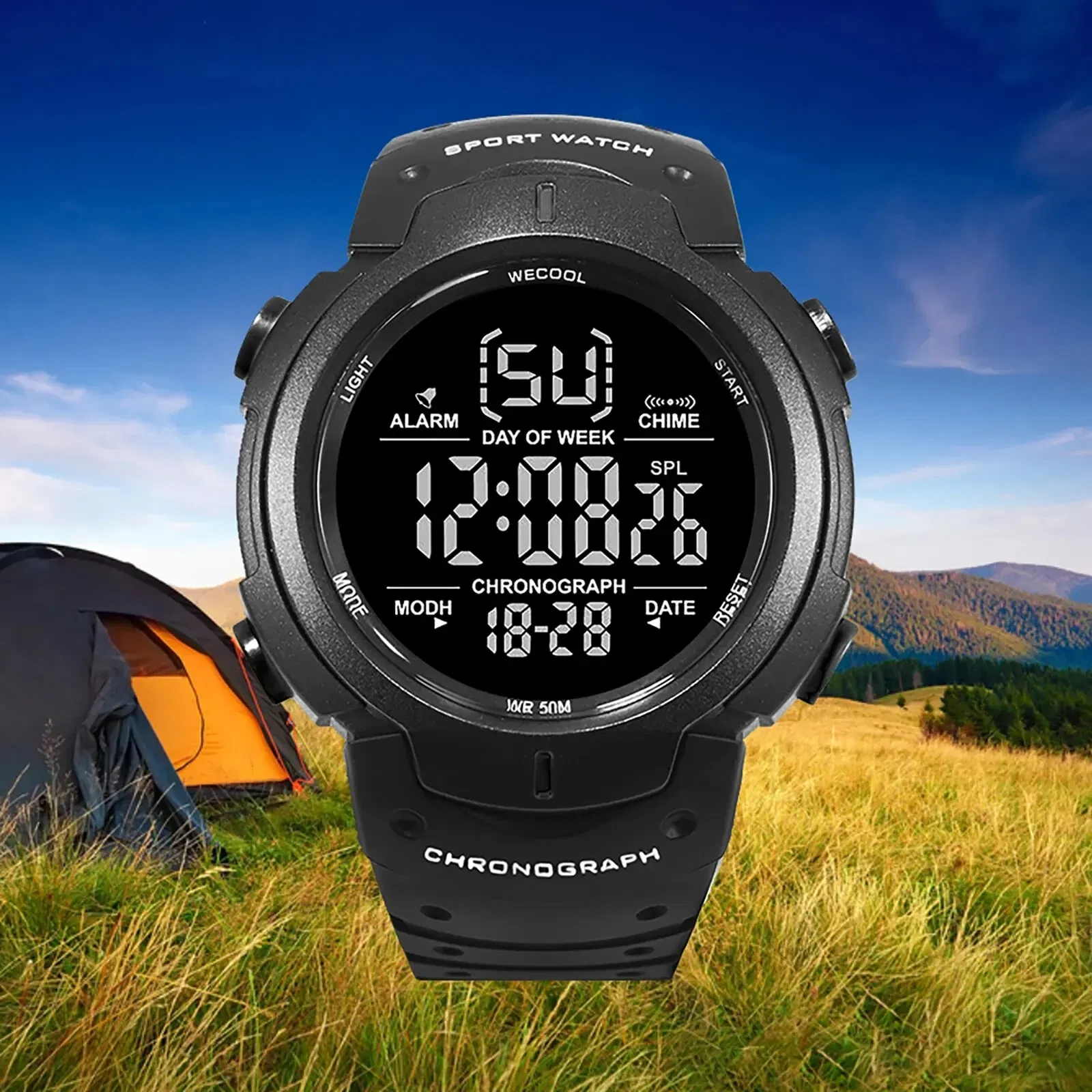 Color: Black - WECOOL Brand Sport Digital Alarm Multifunction Wrist Watch W-606 Waterproof Watch