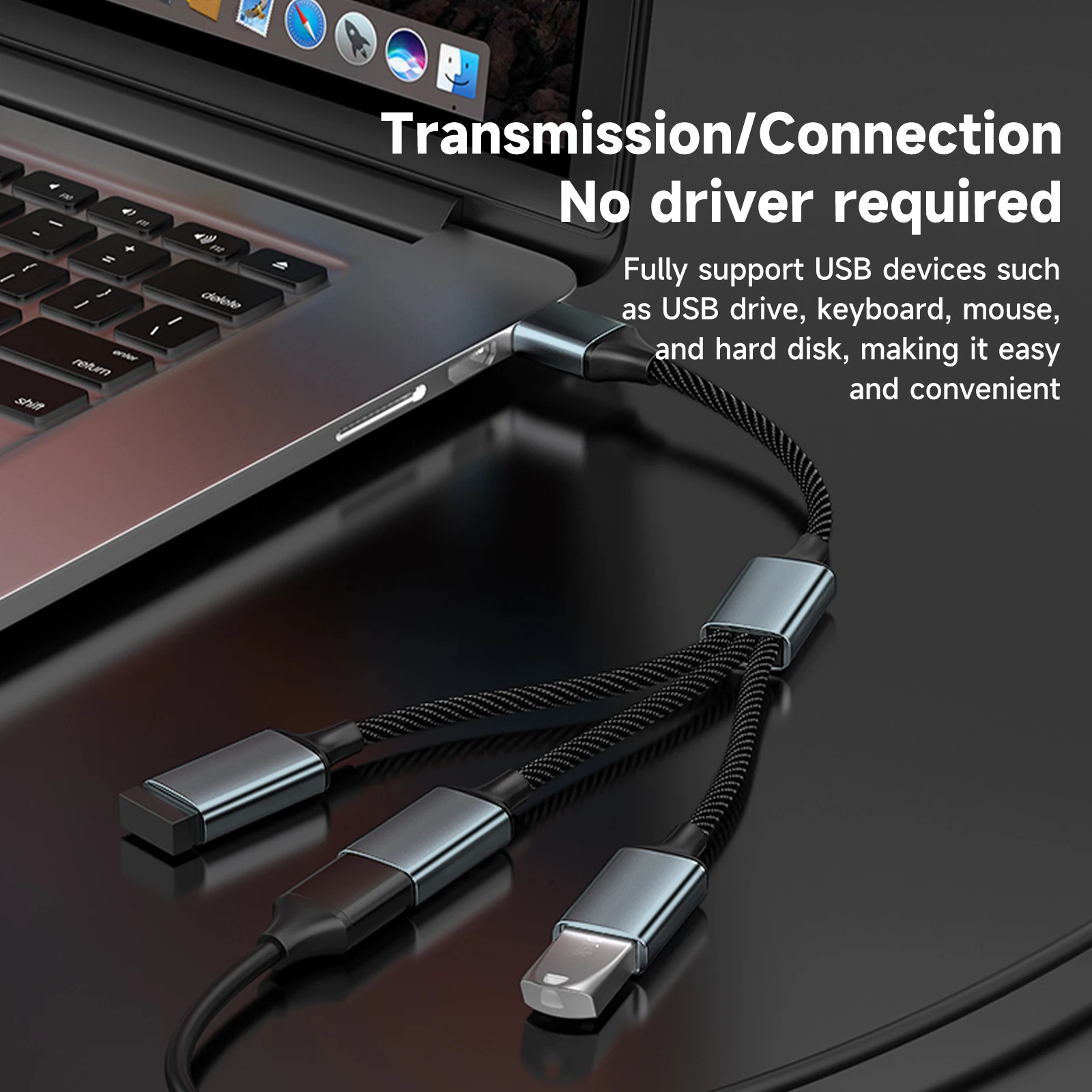 Color: black - USB Splitter Cable 1 in 3 Out,USB-A expansion hub, multi USB port expansion converter for Car, PC