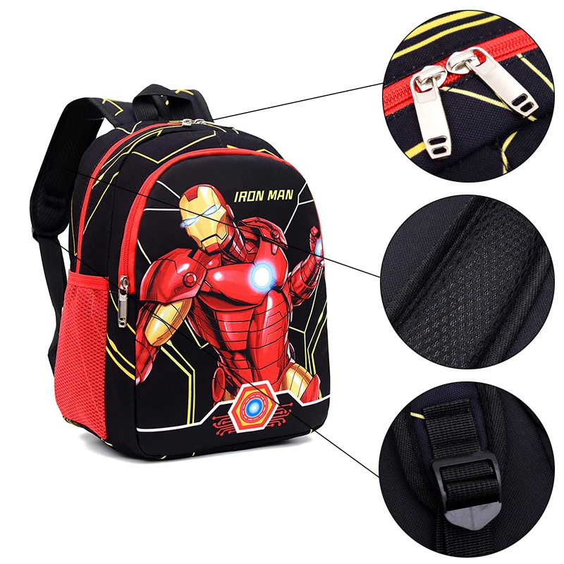 Color: SKY BLUE - Disney Marvel Series Backpack Boy's Primary School Schoolbag Double-layer Cartoon Spider-Man Backpack For Boys Gift