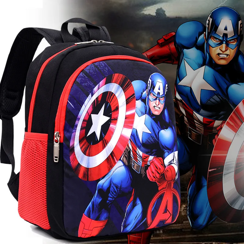 Color: SKY BLUE - Disney Marvel Series Backpack Boy's Primary School Schoolbag Double-layer Cartoon Spider-Man Backpack For Boys Gift