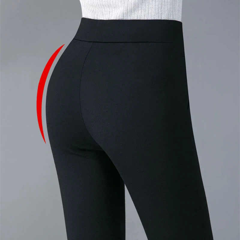 Color: DEEP BLUE, Size: L - Thin & Thick Warm Winter Pencil Pants Womens Snow Plush Strench Lady OL SkinnyTrousers Femal Thichen Slim  Clothing Leggings