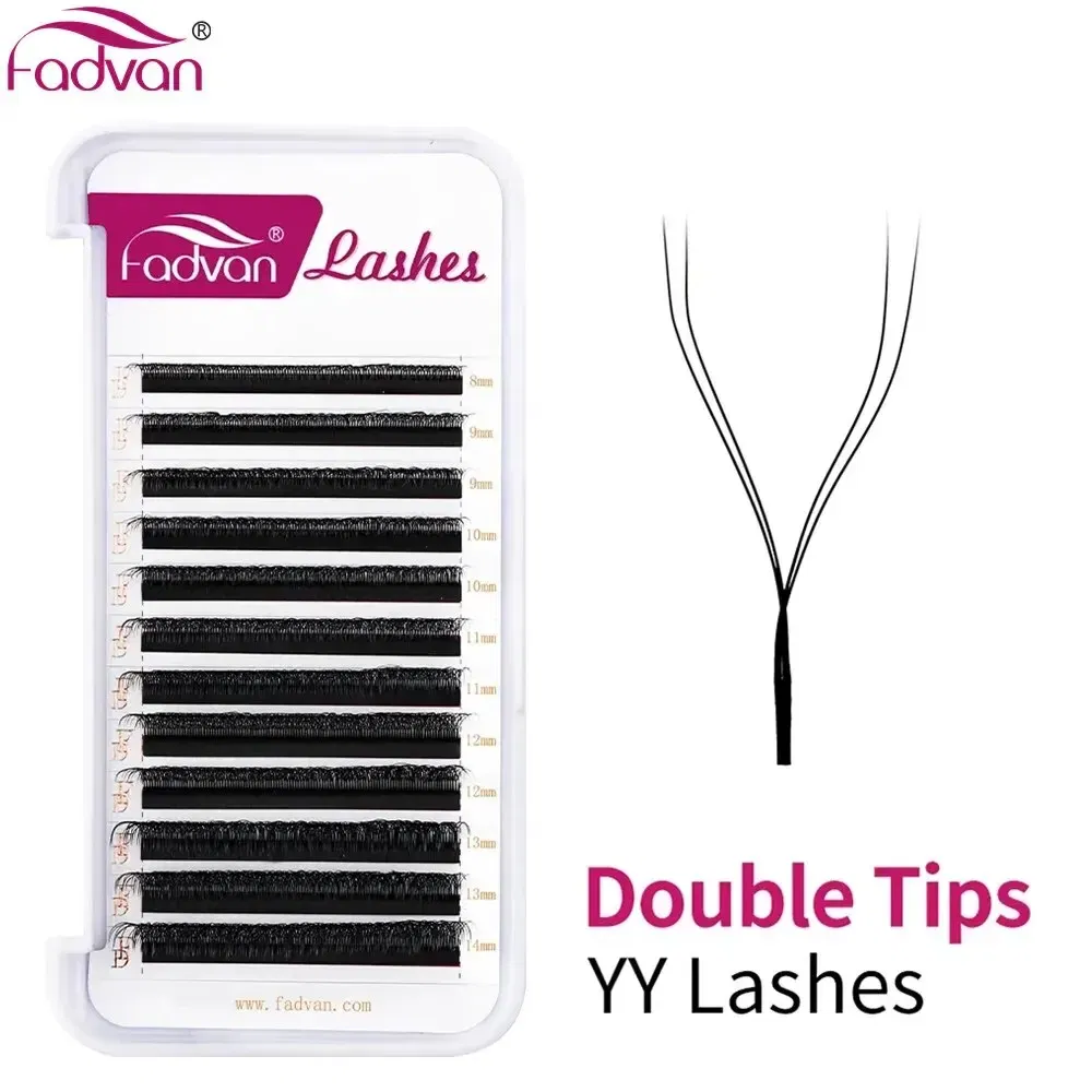 Thickness: 0.07mm, Curl: D, Length: 10mm - FADVAN YY Shape Lashes 2D 0.07 Faux Mink C/D/8-14mm Natural Soft Brazilian Eyelash Premade Volume Fan Lashes Extension