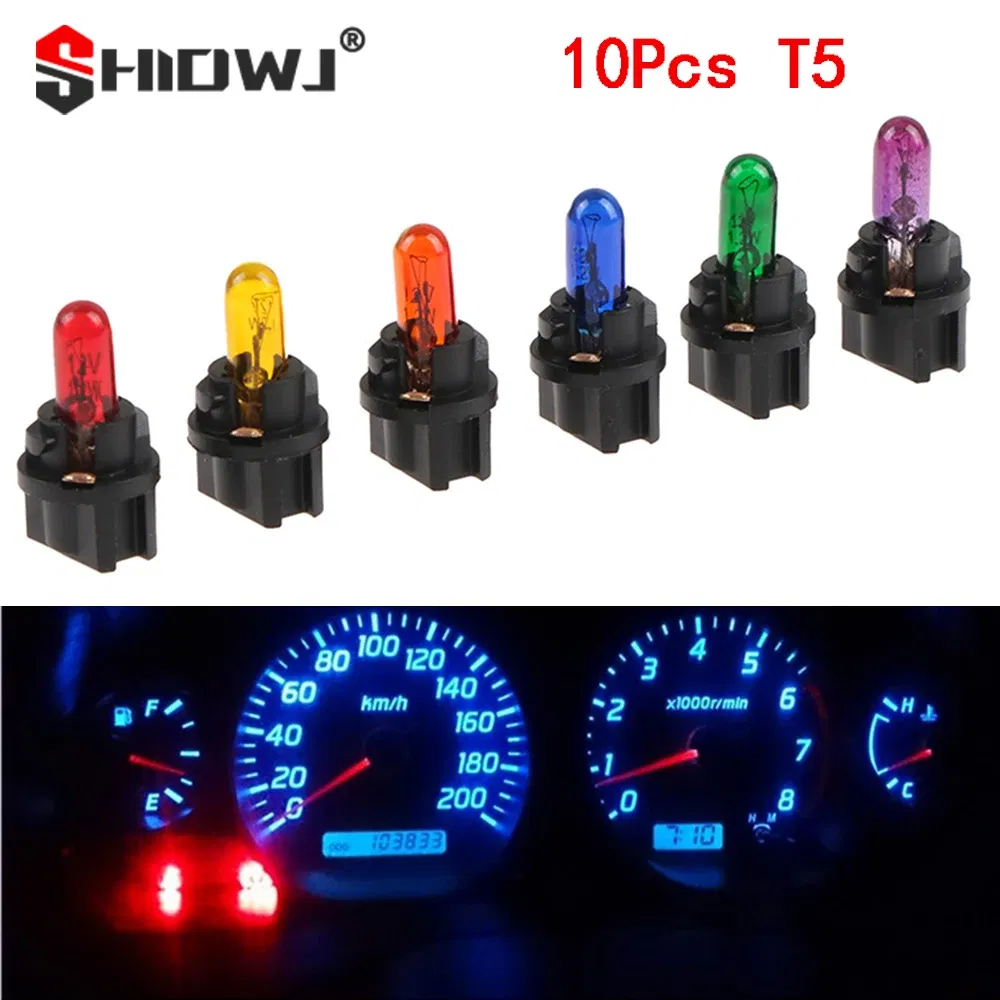 Emitting Color: Cold White - 10Pcs T5 SMD LED Car Light Automobiles Light-emitting Diode Instrument Gauge Dashboard Light Bulbs Auto Interior Indicator Lamp