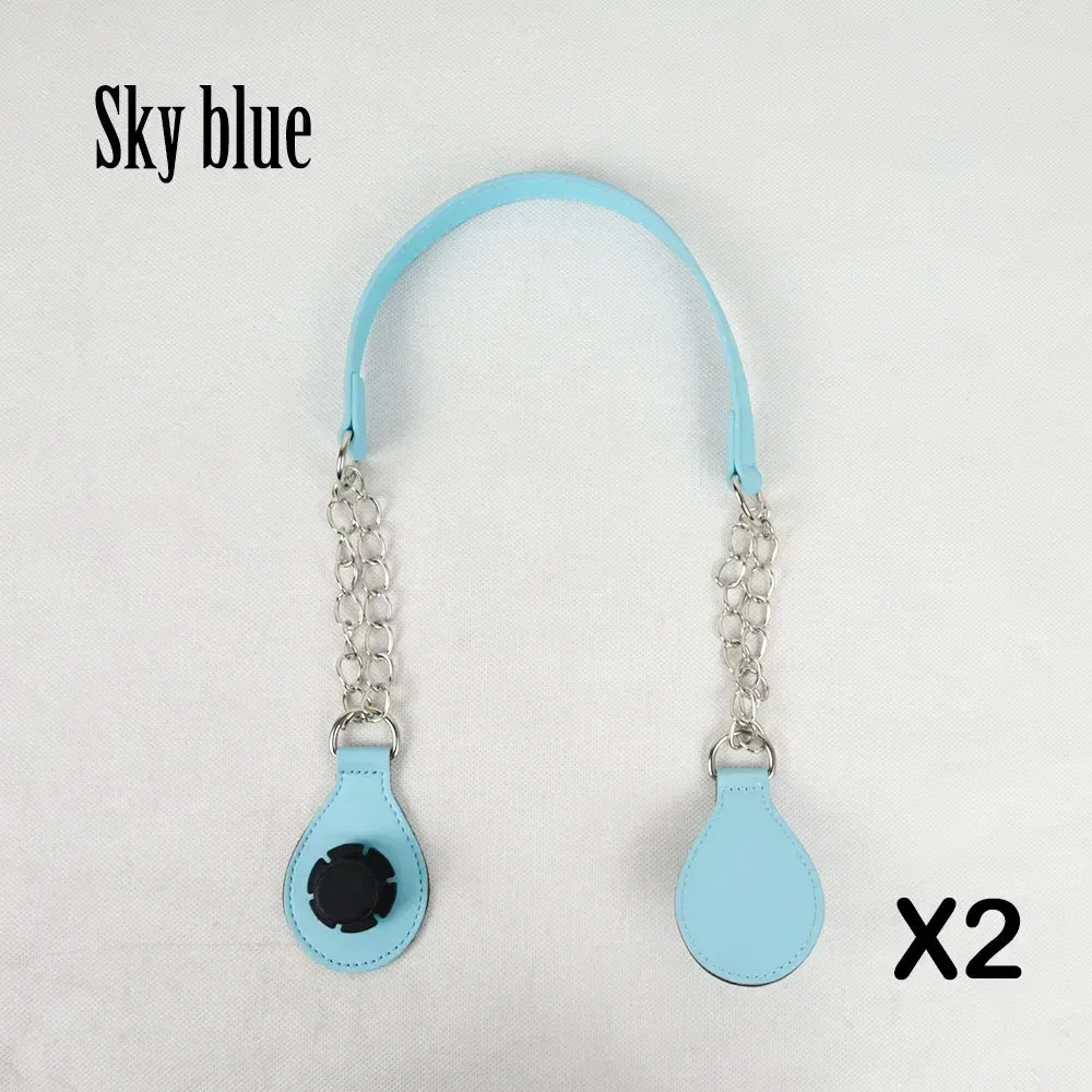Color: SKY BLUE, Ships From: CHINA - TANQU 1 Pair Long leather PU chain Handle with Tear Drop End Double Metal Chain for O Bag for EVA Obag Women Bag