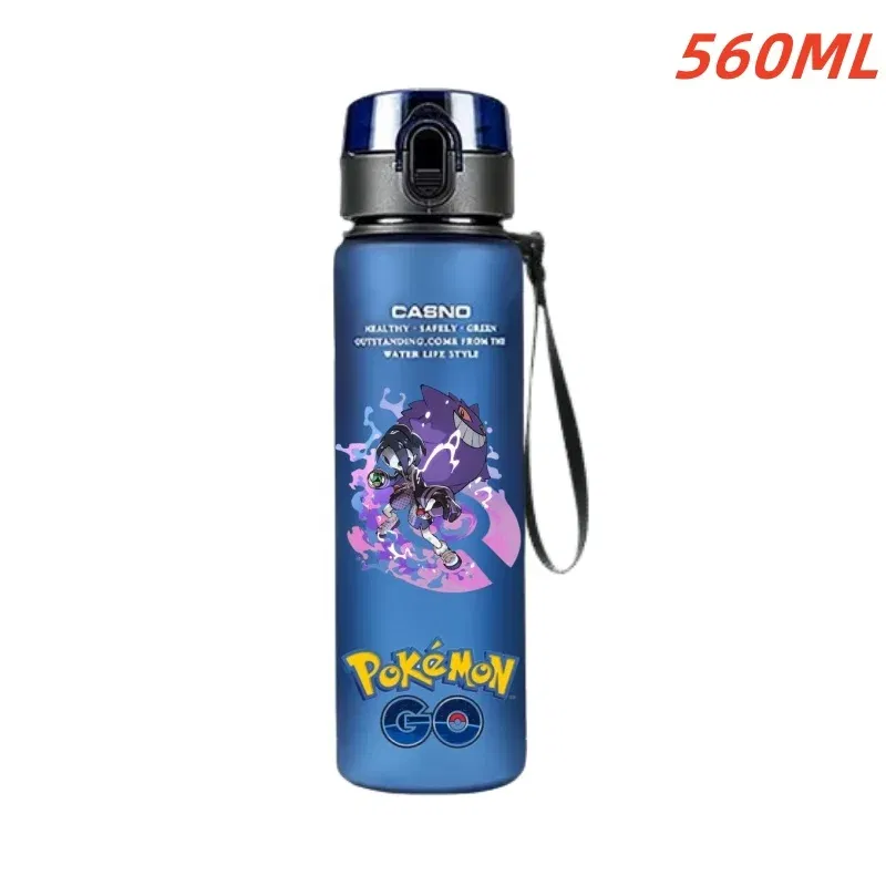 Color: Clear - 560ML Pokemon Water Cup Anime Portable Children's Cute Pikachu Gengar Plastic Outdoor Sports Large Capacity Water Bottle Gifts