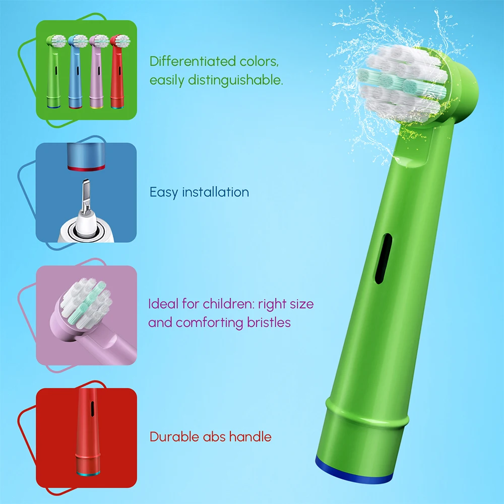 Color: Ivory - Electric Toothbrush Replacement Heads Compatible with Kids Oral B Braun Soft Bristles and Small Brush Heads for Sensitive Teeth