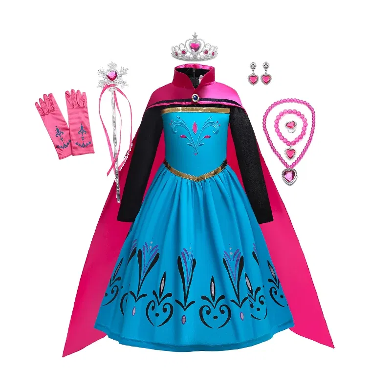 Color: Chocolate, Kid Size: 2T - Disney Kids Girls Cosplay Frozen Elsa Anna Princess Dress Girl Mesh Ball Gown Carnival Birthday Clothes Snow Queen Elsa Costume