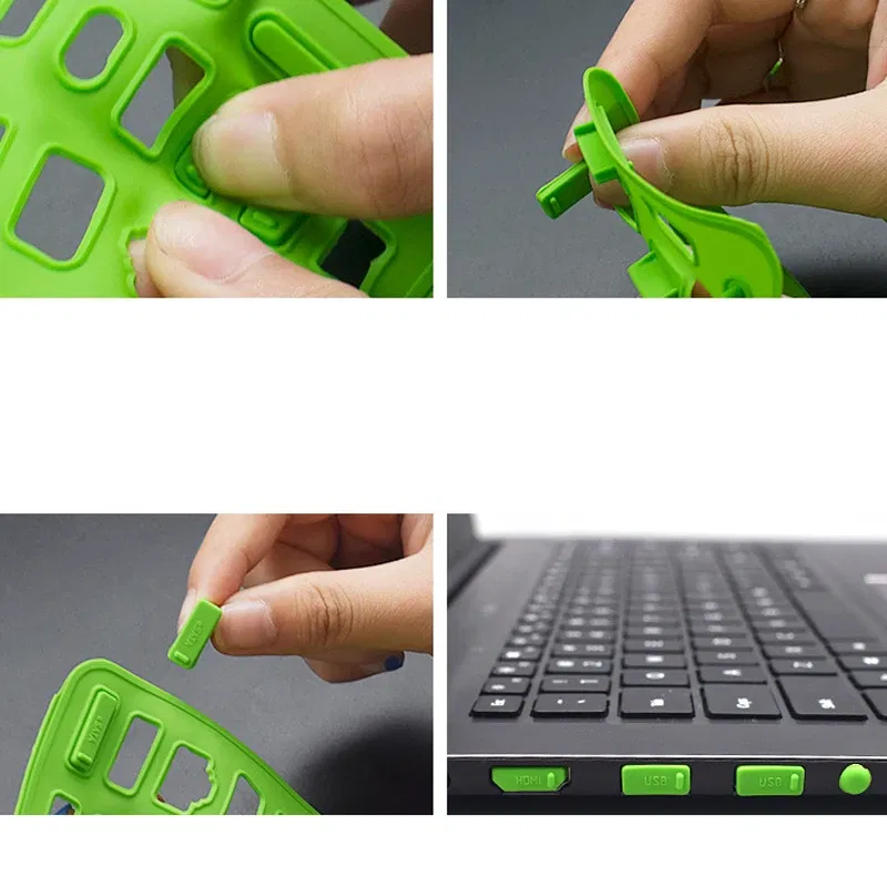 Color: Blue - 16pcs/set Colorful Silicone Anti Dust Plug Cover Stopper Dust Plug Laptop Dustproof USB Port RJ45 Interface waterproofCover