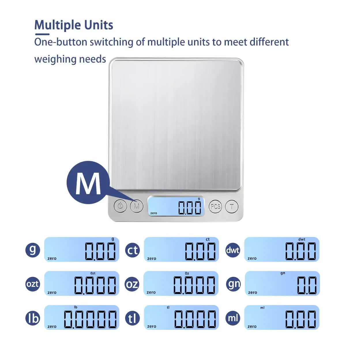 Color: Blue - Digital Kitchen Scale 3000g/ 0.1g USB Charging with 2 Trays Home Mini Jewelry Pocket Scale with LCD Display Digital Food Scales