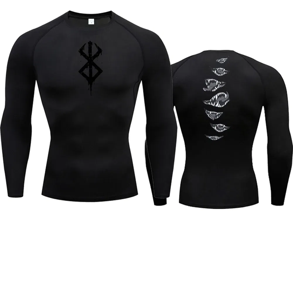 Color: army green, Size: S - 2024Anime Berserk Guts Men's Compression Shirt Fitness Sport Running Tight Gym TShirts Athletic Quick Dry Tops Tee Summer