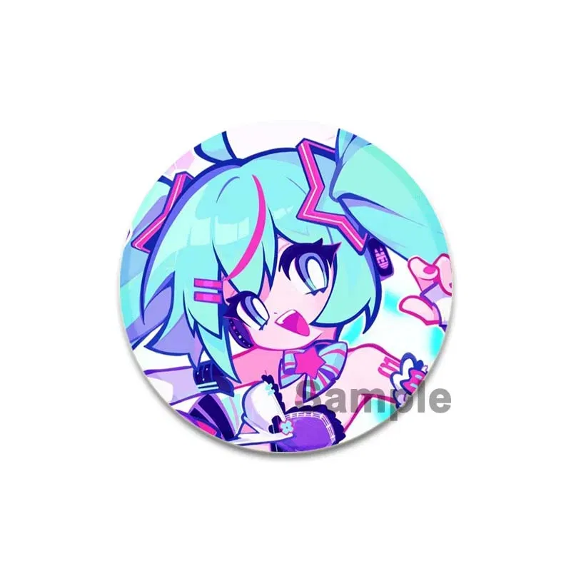 Color: Blue, Size: M - 58/44/32mm Miku Anime Round Pins Cartoon Badges Cosplay Handmade Tinplate Brooch on Backpack Clothes Chest Ornament Gifts