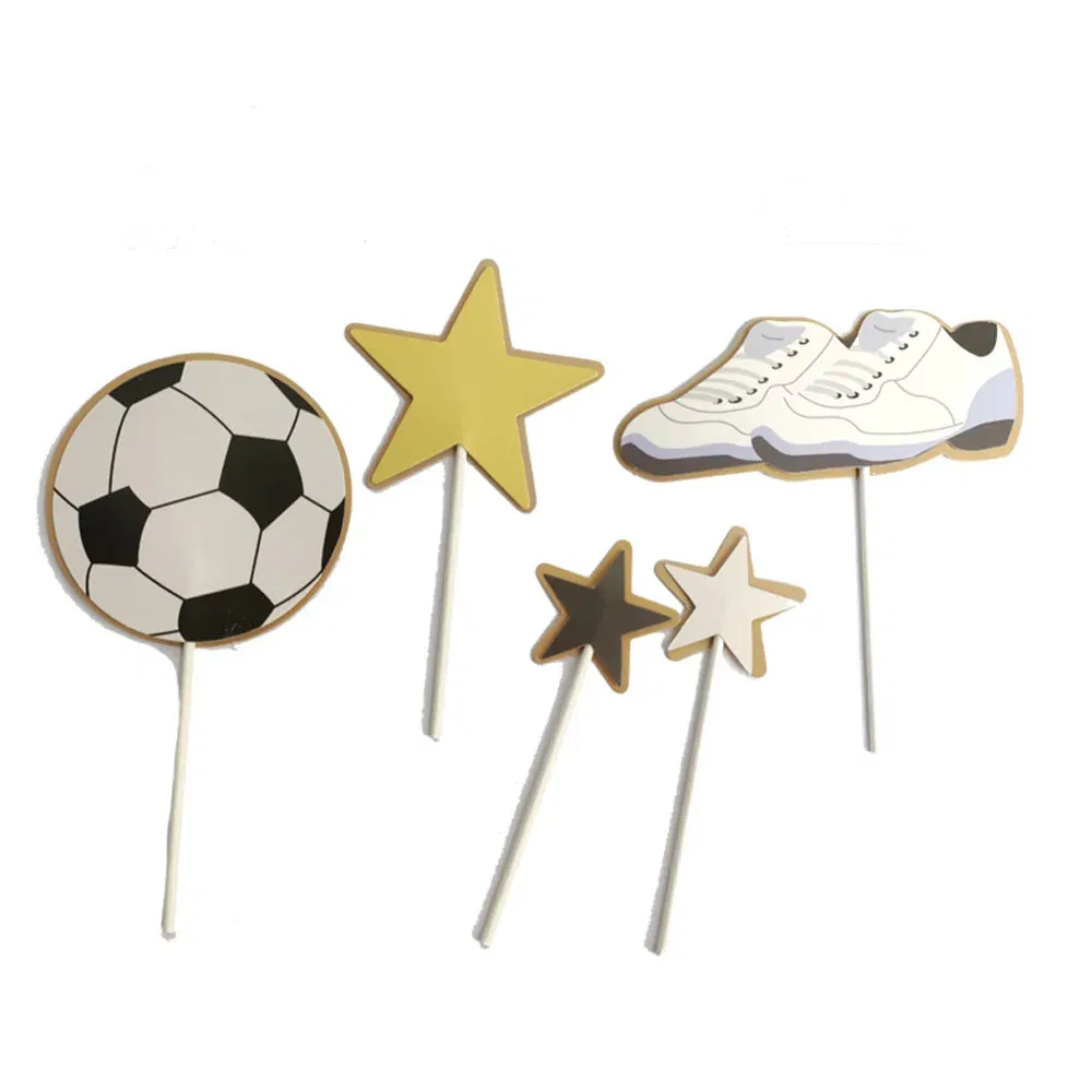 Color: light yellow - Soccer Cake Decorations Soccer Birthday Party Supplies Soccer Ball Cupcake Topper