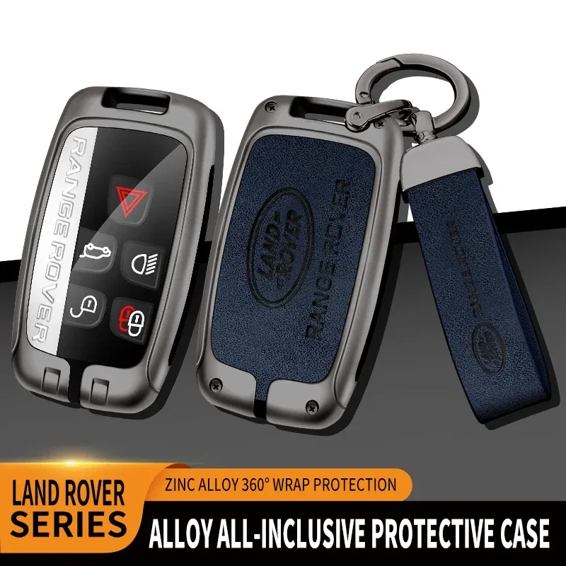 Color Name: Red - Car Zine Alloy Key Case For Land Rover Range Rover Discovery Evoque Velar Freelander Defender Key Chain Shell Car Metal key Bag
