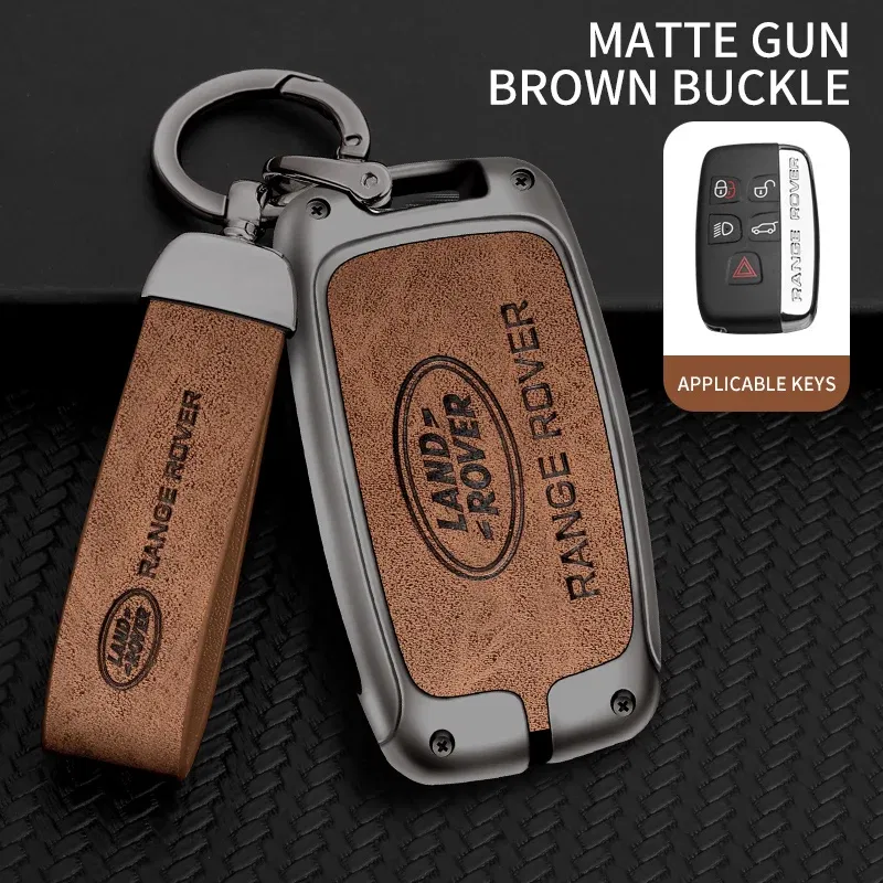 Color Name: Red - Car Zine Alloy Key Case For Land Rover Range Rover Discovery Evoque Velar Freelander Defender Key Chain Shell Car Metal key Bag