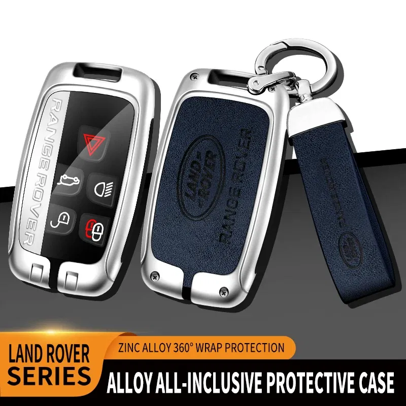 Color Name: Red - Car Zine Alloy Key Case For Land Rover Range Rover Discovery Evoque Velar Freelander Defender Key Chain Shell Car Metal key Bag