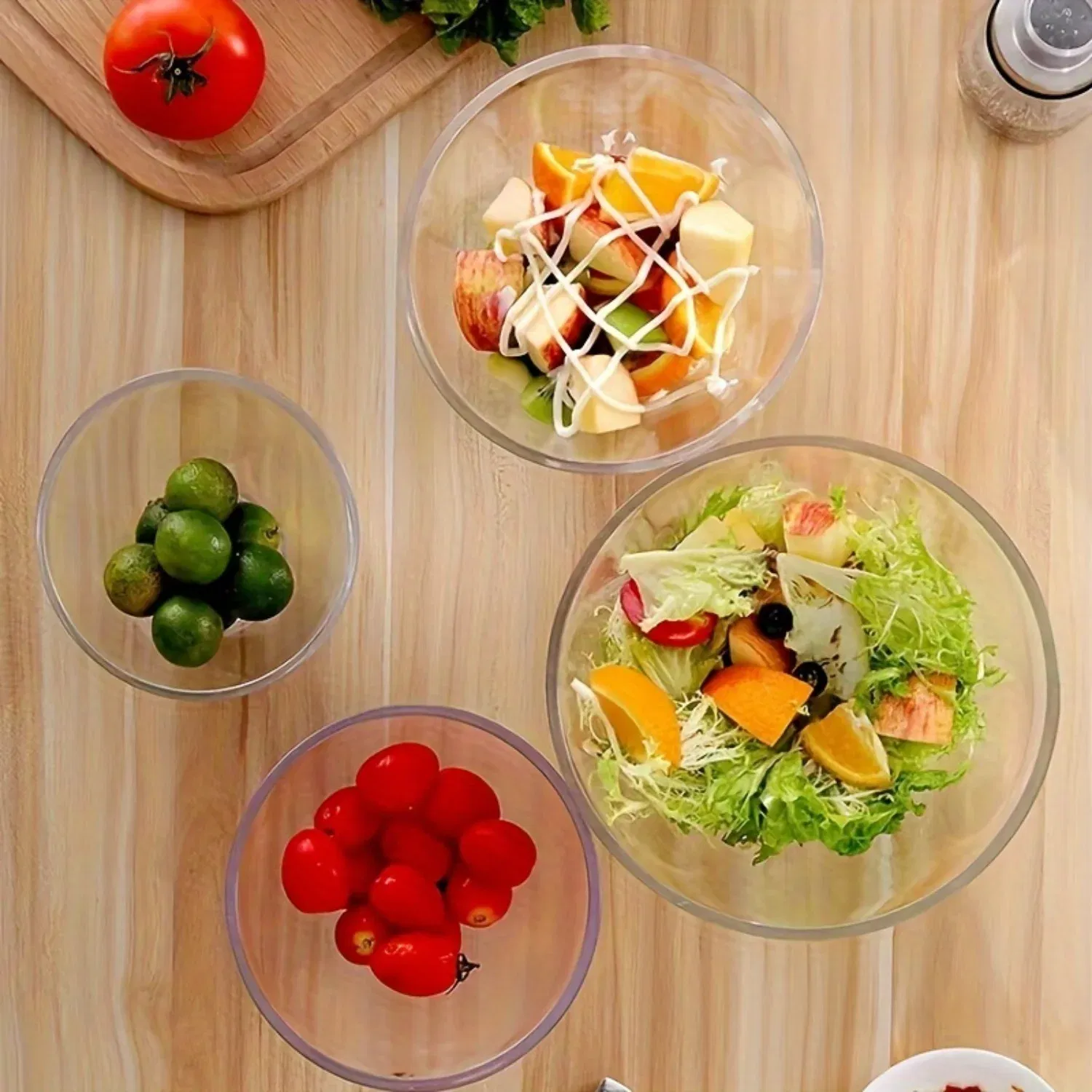 Design" Versatile Salad & Dessert Bowl - Rust-Resistant, Easy-Clean Plastic, Perfect For Fruits, Vegetables & Breakfast - Essent