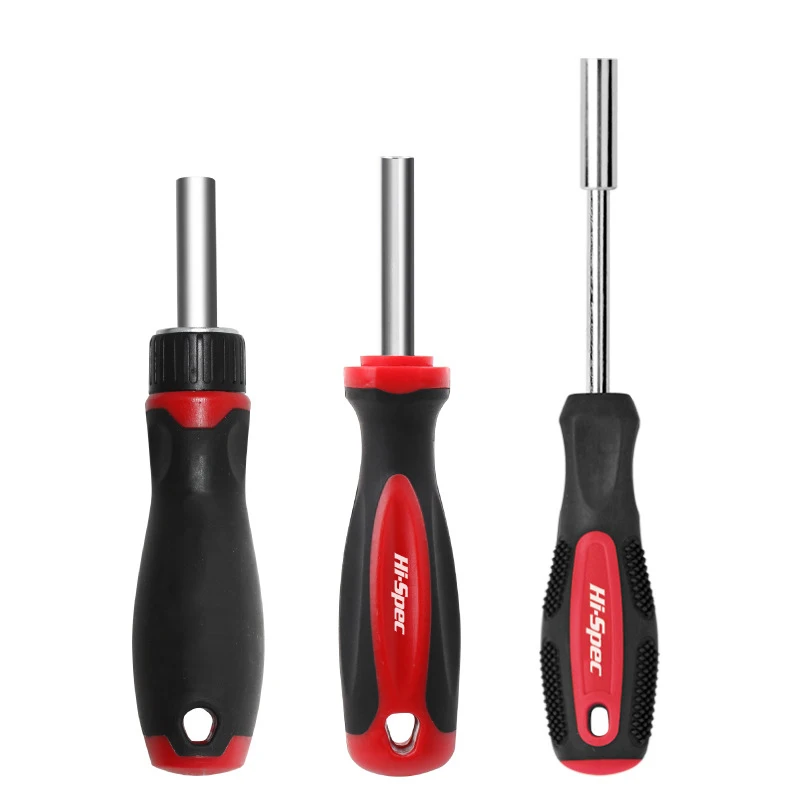Color: Red - 1/4 (6.35mm) Ratchet Screwdriver Bit Holder Handle Multifunctional Magnetic Bit Driver for Slotted Hex Torx Phillips Bit