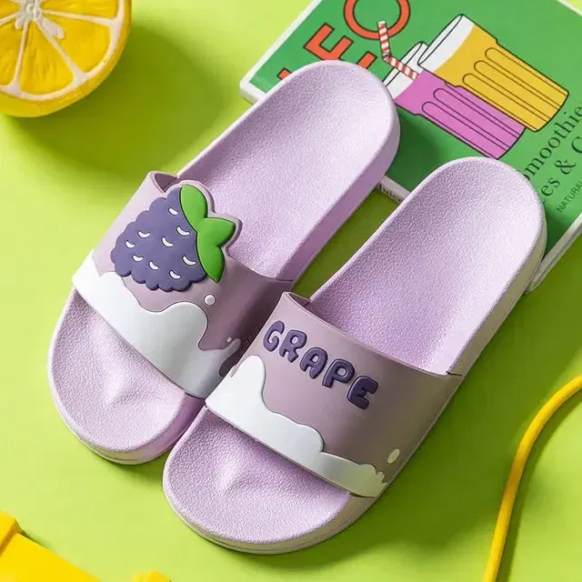 Color: Blue, Shoe Size: 3.5 - New Shoes for Women PVC Slippers Fashions Cartoon Fruit Sandals Flip Flops Summer Casual Beach Home Bath Thick Non-Slip Slippe