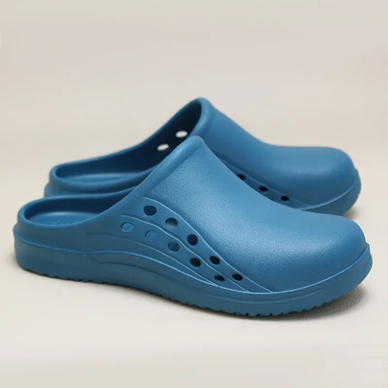 Color: SKY BLUE, Shoe Size: 33 - High Quality Scrub Shoes Non-slip Dentist Nursing Clogs Healthcare Service Work Slippers Soft Operating Room Protective Clogs