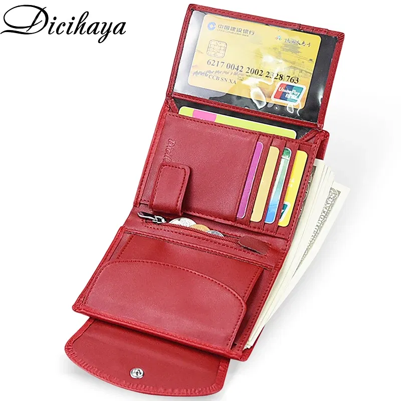 Color: Brown - Genuine Leather Women Wallet Coin Purse For Girls Female Small Portomonee Lady Purse Money Bag Card Holder for Women Mini Clutch